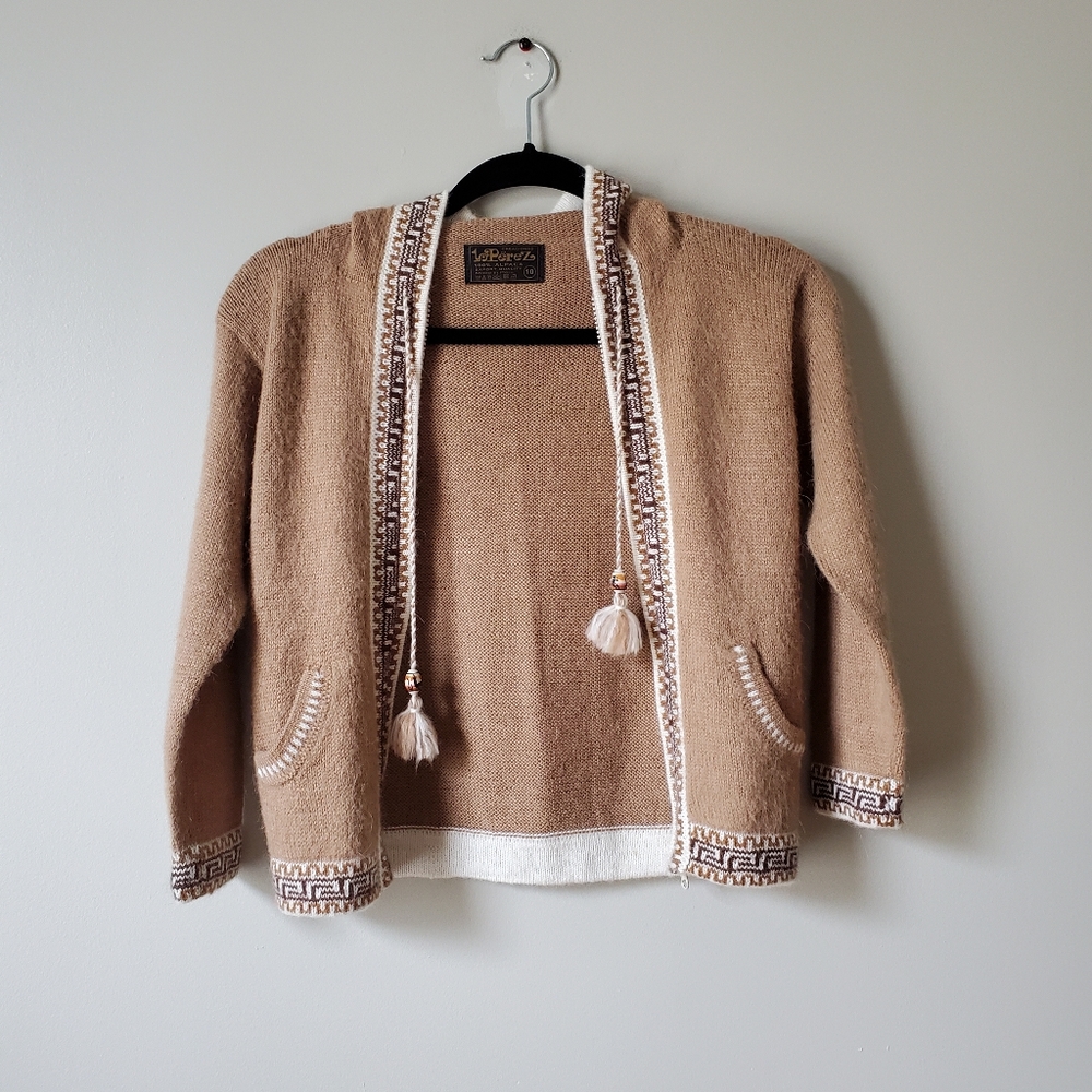 VINTAGE | Brown Alpaca Long Sleeve Cardigan Sweater | 10